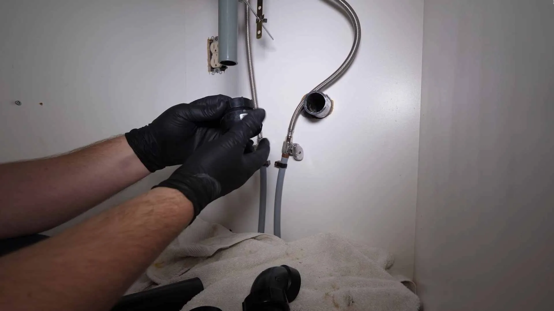 Bathroom sink drain assembly during installation