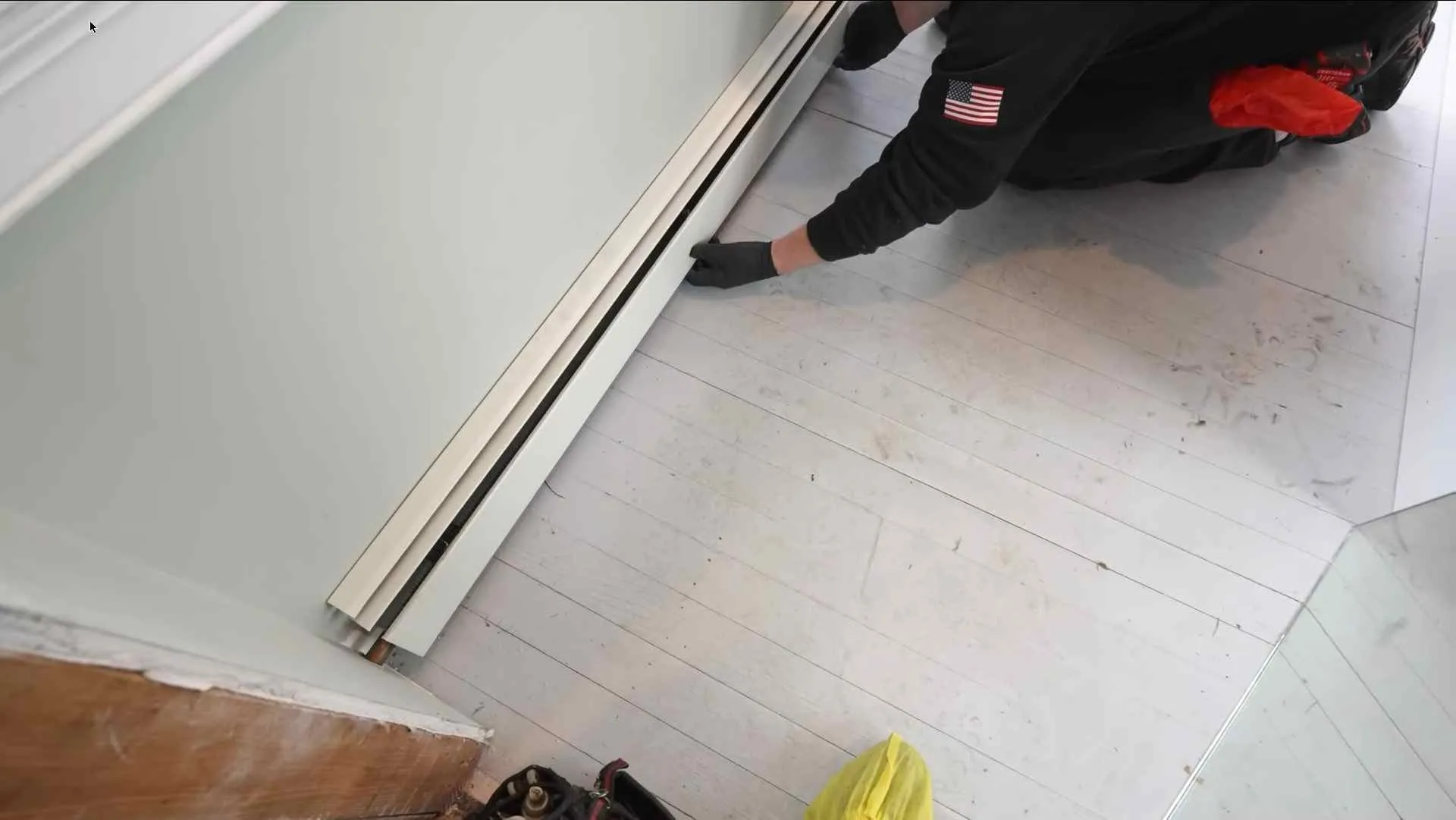 Frozen water pipe inside a baseboard heater