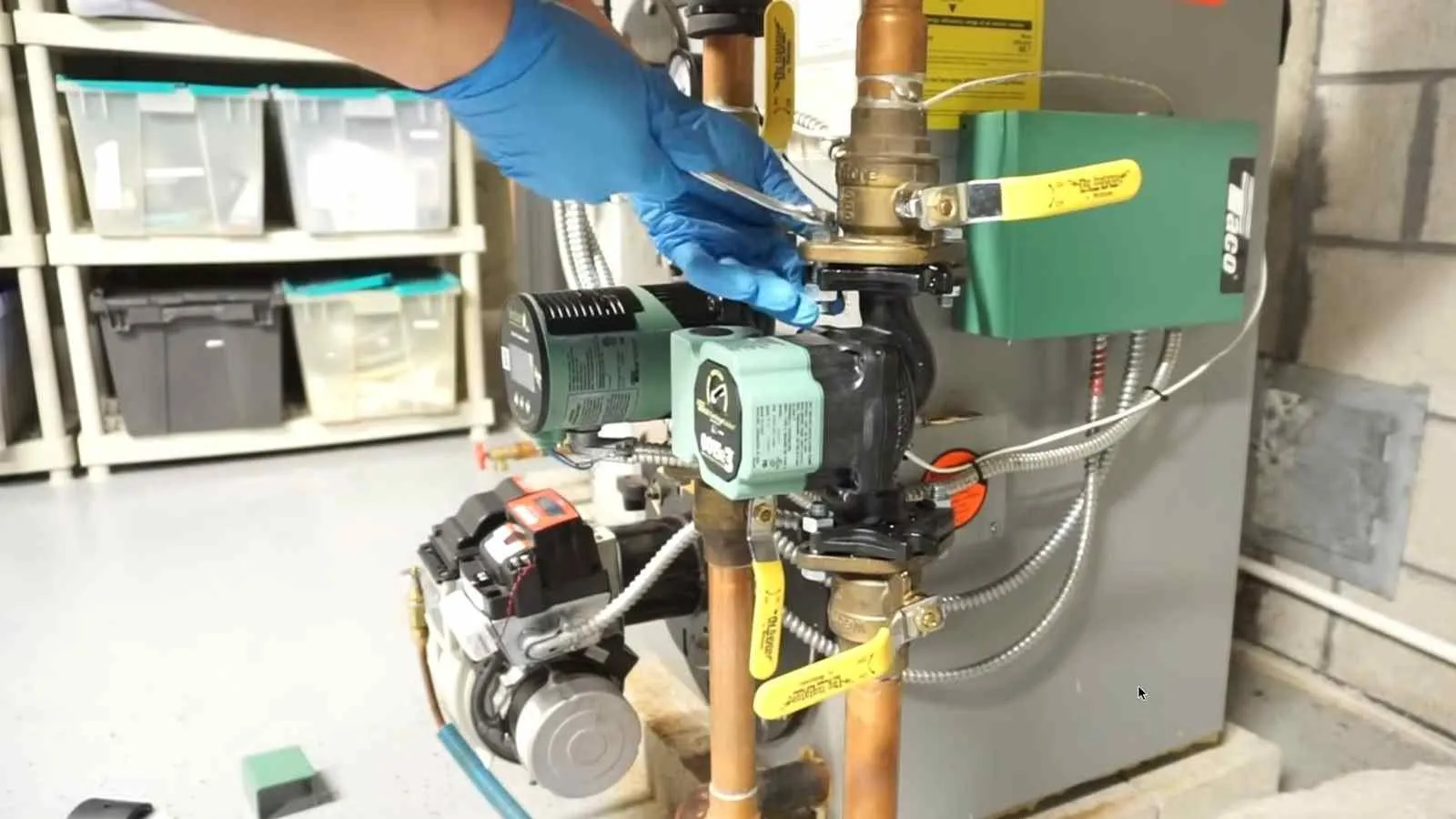 New Taco circulator pump installed on a boiler